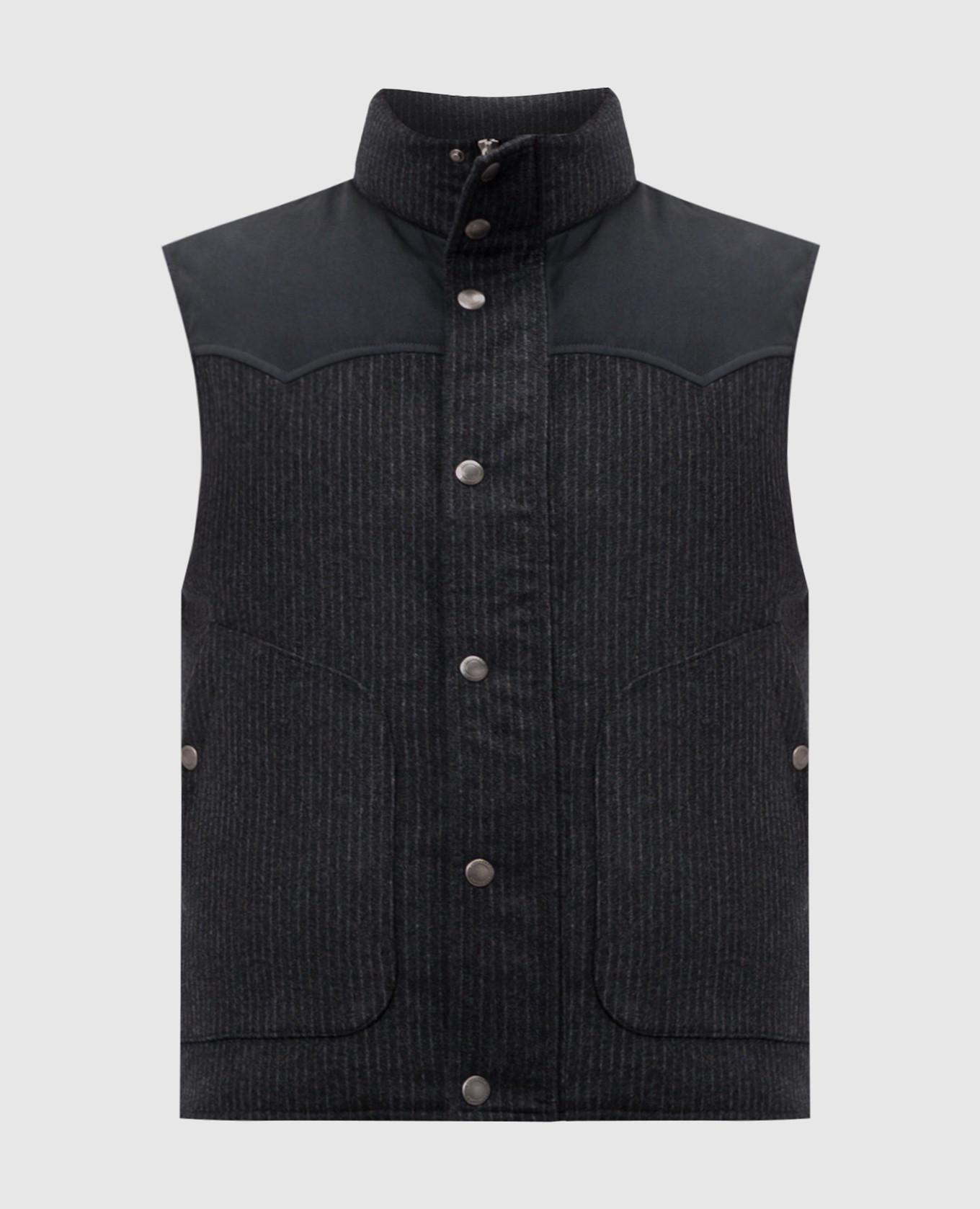Gray down vest made of wool and cashmere in a stripe Brunello Cucinelli, Grey
Gray down vest made of wool and cashmere in a stripe Brunello Cucinelli, Grey