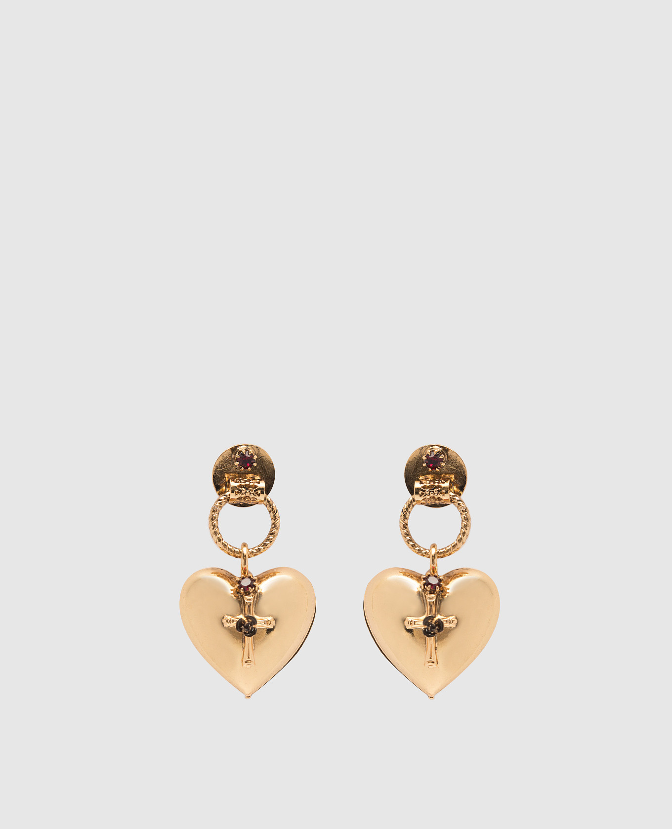 Paia or cuore gold earrings with red crystals with a textured cross CelesteG, Золотистый
Paia or cuore gold earrings with red crystals with a textured cross CelesteG, Золотистый