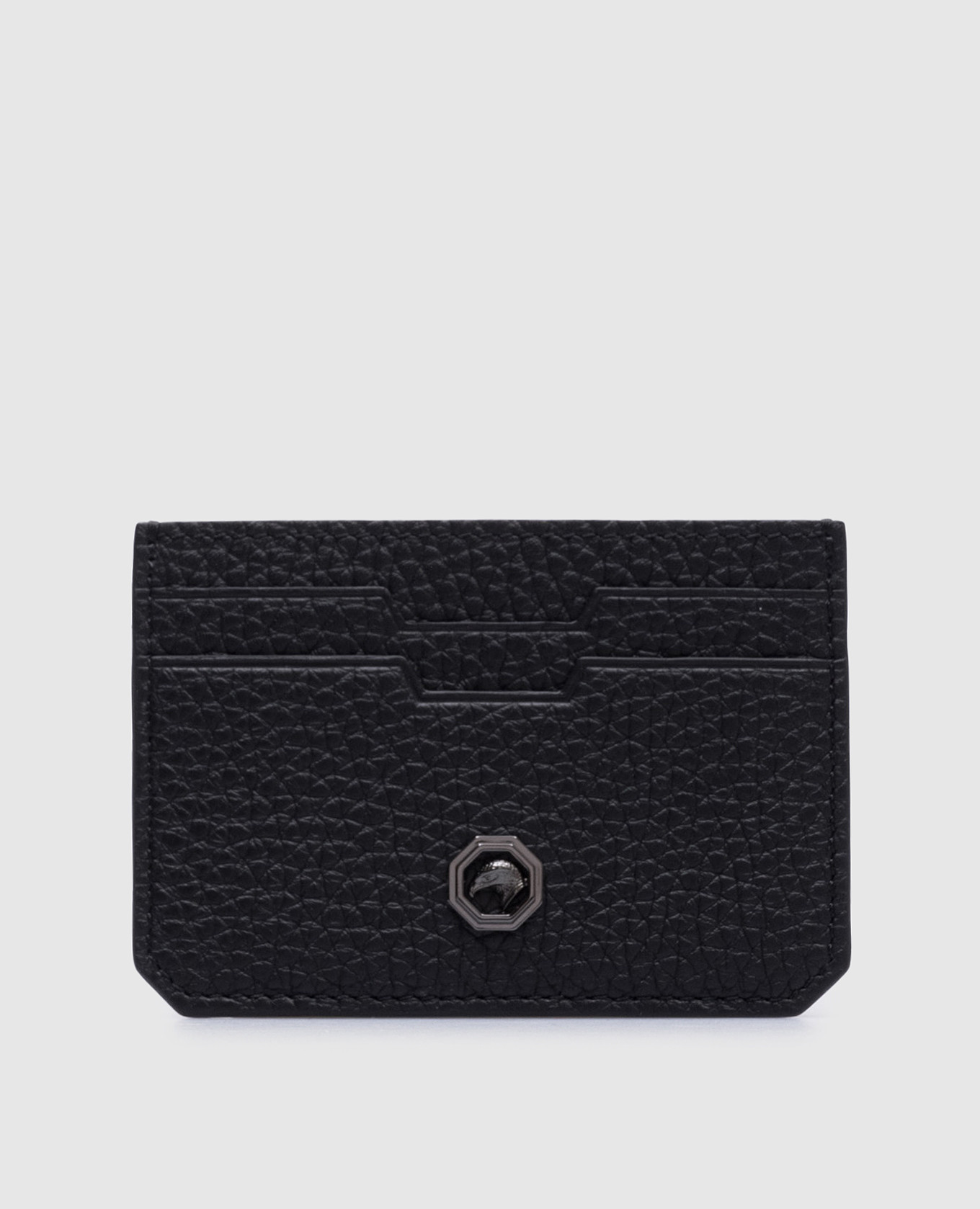 Black leather cardholder with a metal emblem in the form of an eagle head Stefano Ricci
Black leather cardholder with a metal emblem in the form of an eagle head Stefano Ricci