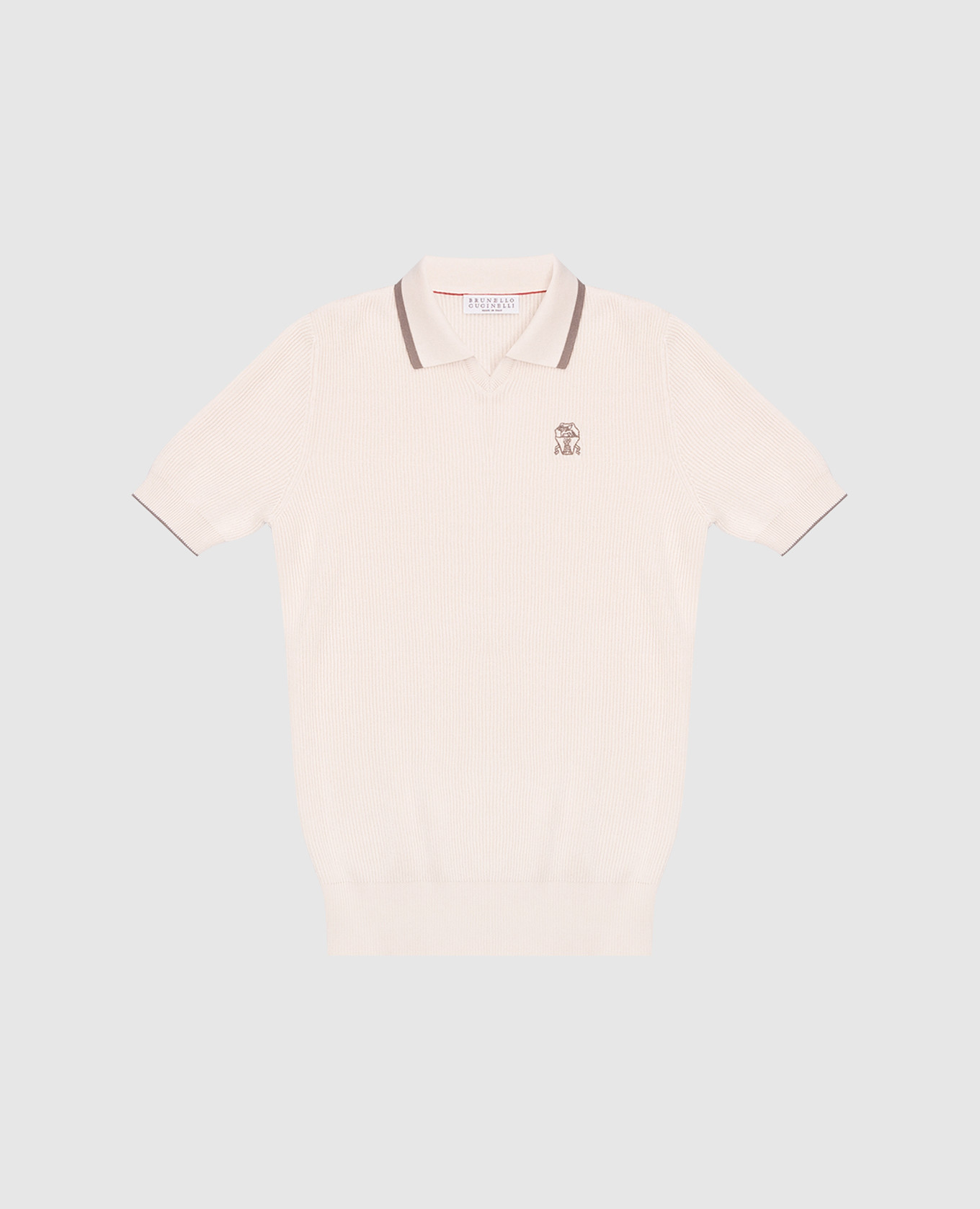 Children's beige ribbed polo shirt with embroidered logo emblem Brunello Cucinelli
Children's beige ribbed polo shirt with embroidered logo emblem Brunello Cucinelli