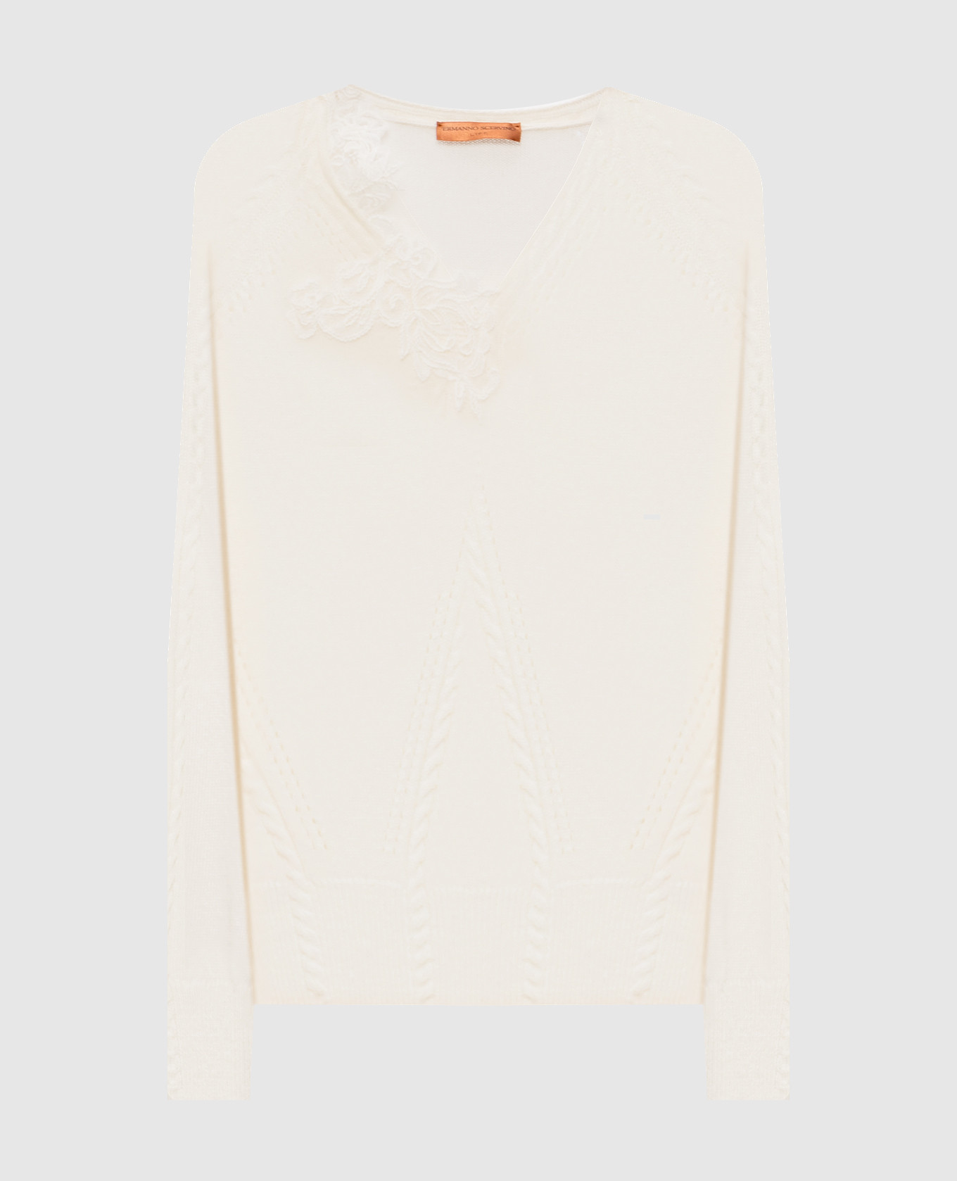 White wool and cashmere pullover with lace Ermanno Scervino Life
White wool and cashmere pullover with lace Ermanno Scervino Life