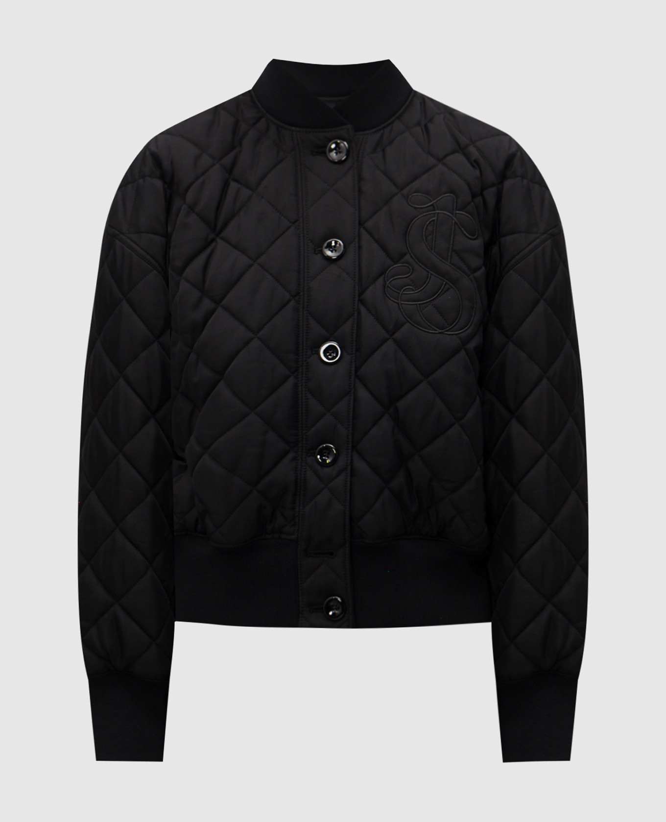 Black quilted bomber jacket with embroidered monogram logo Jil Sander
Black quilted bomber jacket with embroidered monogram logo Jil Sander
