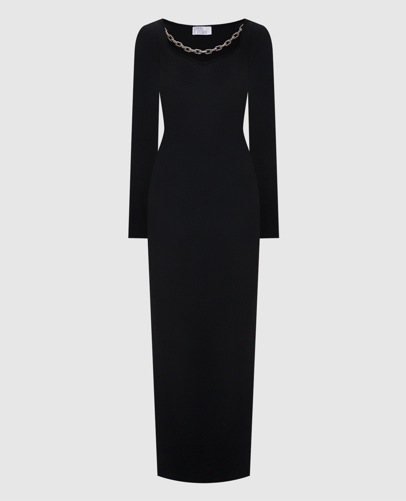 Black maxi dress in merino wool with a ribbing and crystals Giuseppe Di Morabito Milano
Black maxi dress in merino wool with a ribbing and crystals Giuseppe Di Morabito Milano