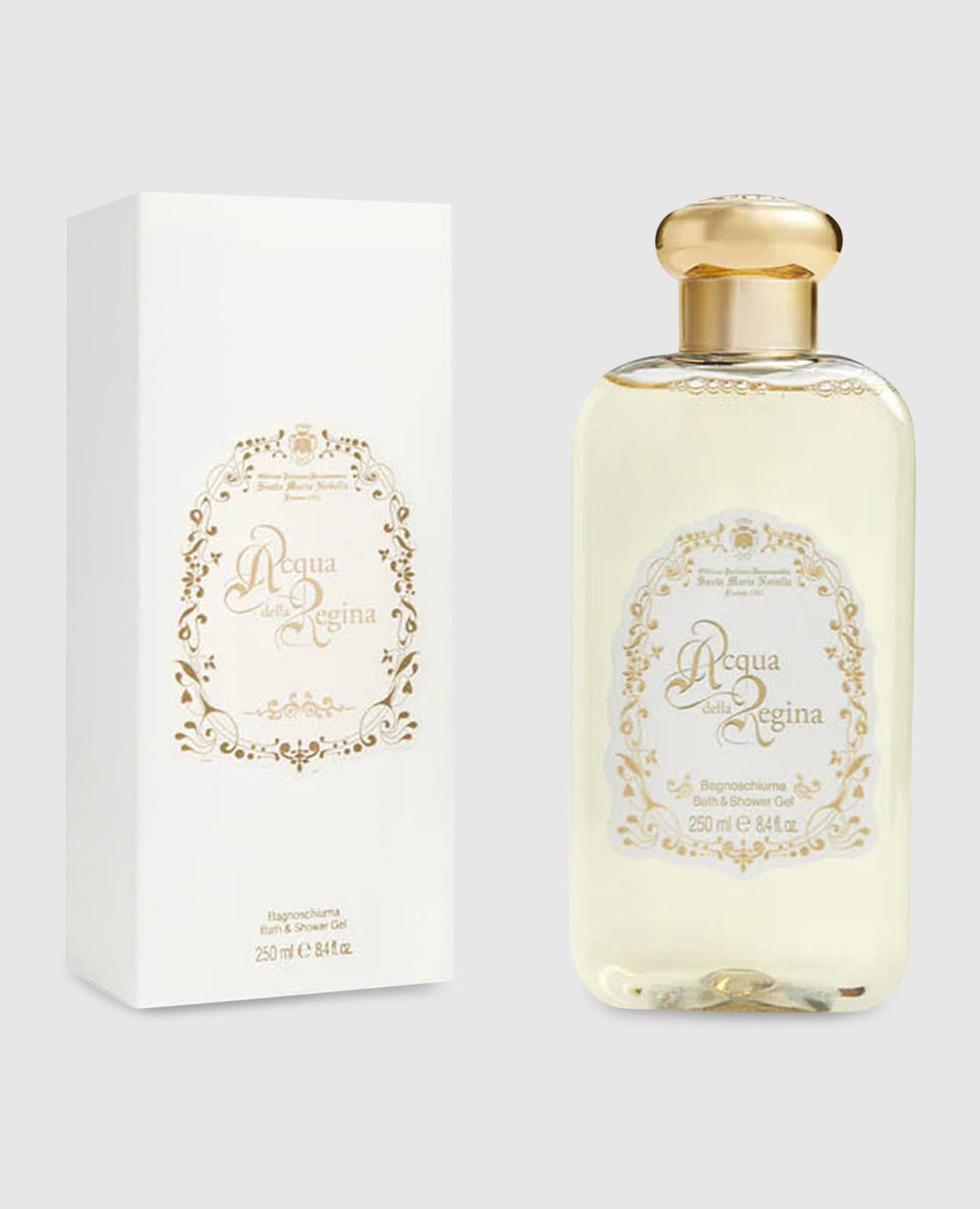 Men's shower gel Acqua della Regina in a glass container with a dispenser of 250 ml Santa Maria Novella, Yellow
Men's shower gel Acqua della Regina in a glass container with a dispenser of 250 ml Santa Maria Novella, Yellow