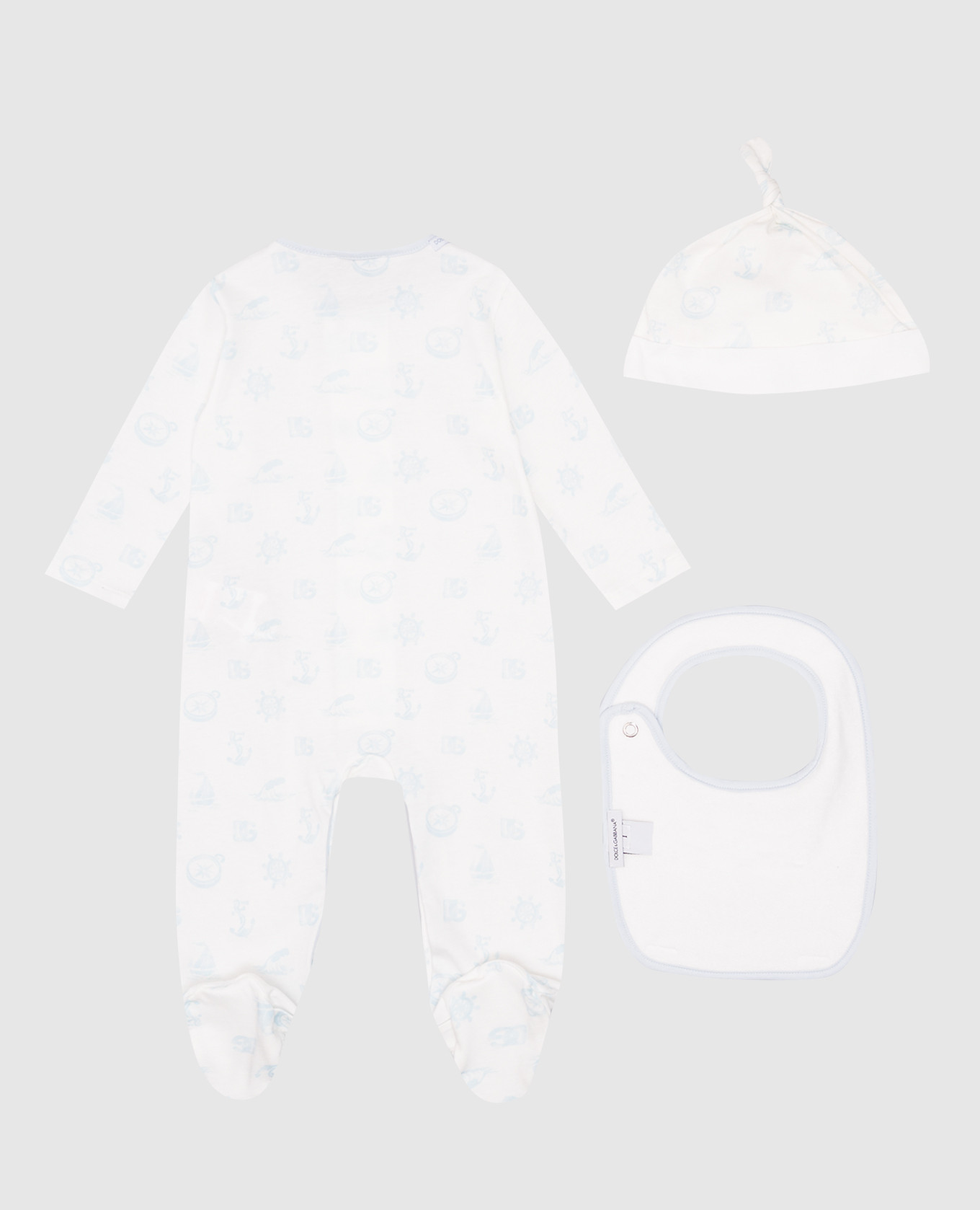 Baby set of onesie, hat and bib with monogram logo Dolce&Gabbana, White
Baby set of onesie, hat and bib with monogram logo Dolce&Gabbana, White