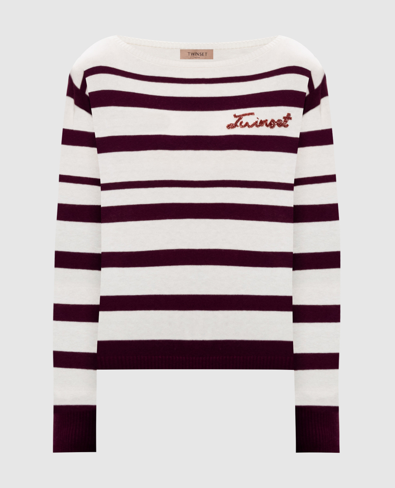 White striped jumper with logo Twinset
White striped jumper with logo Twinset