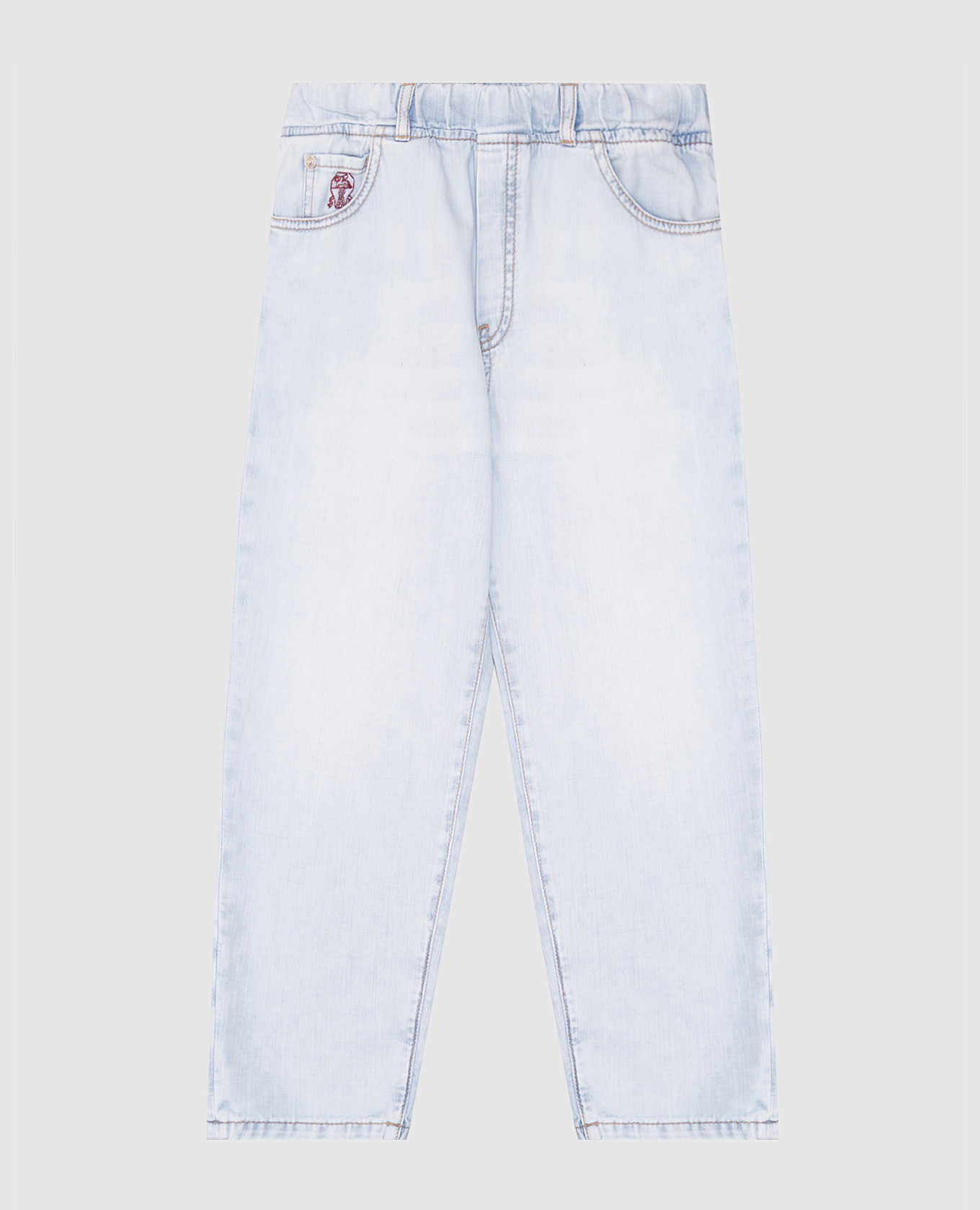 Children's blue jeans with embroidered logo emblem Brunello Cucinelli, Light blue
Children's blue jeans with embroidered logo emblem Brunello Cucinelli, Light blue