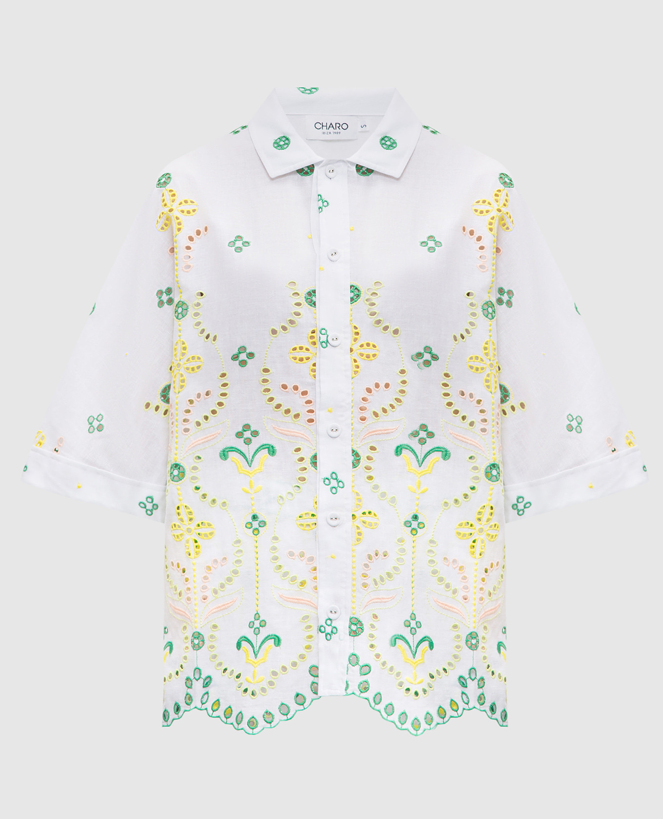 Isma white linen blouse with broderie embroidery Charo Ruiz 
Isma white linen blouse with broderie embroidery Charo Ruiz