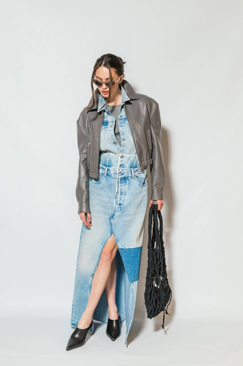 Blue denim maxi dress with double construction Maison Margiela MM6, Light blue
Blue denim maxi dress with double construction Maison Margiela MM6, Light blue