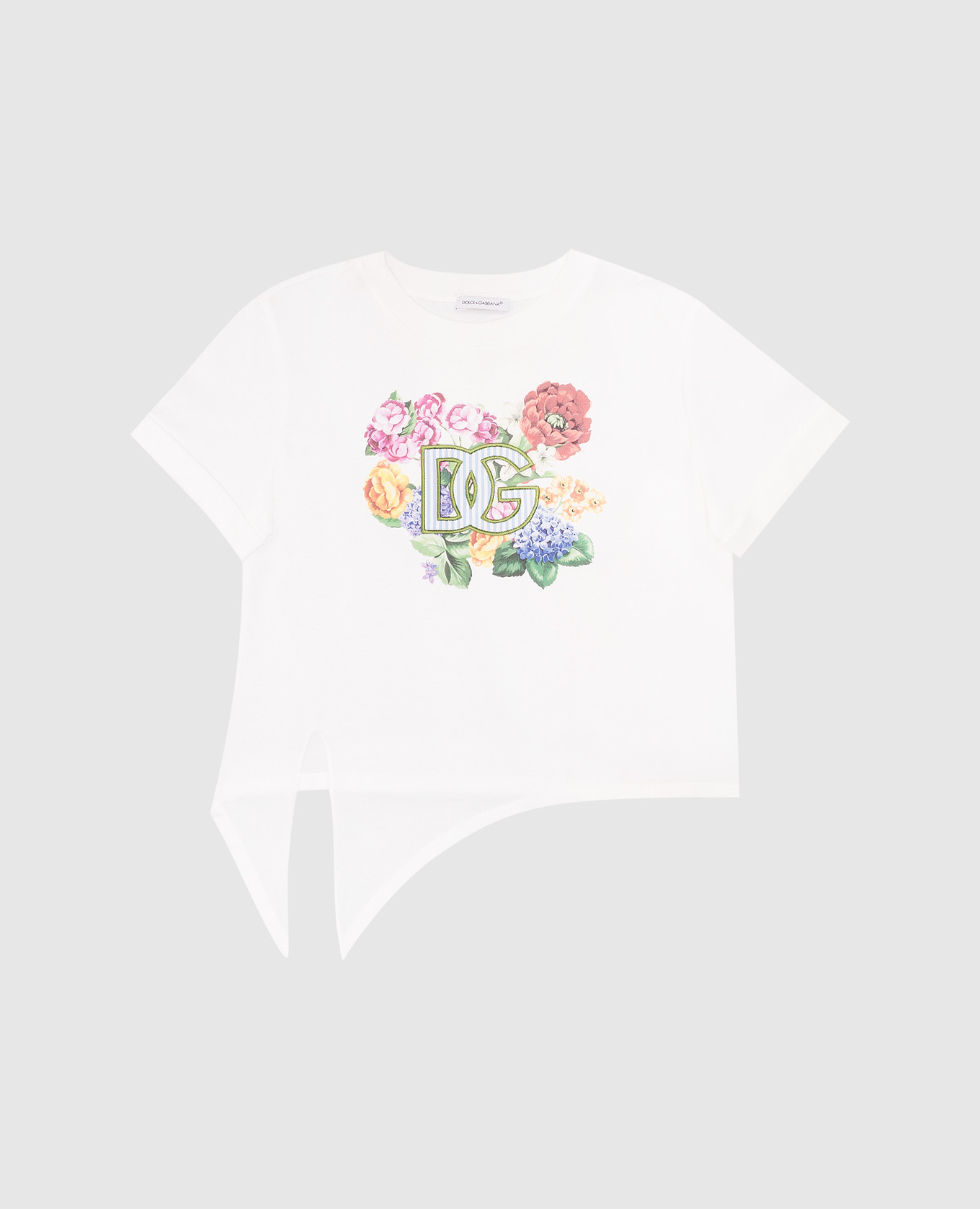 White T-shirt with a scroll print and a monogram logo patch Dolce&Gabbana
White T-shirt with a scroll print and a monogram logo patch Dolce&Gabbana