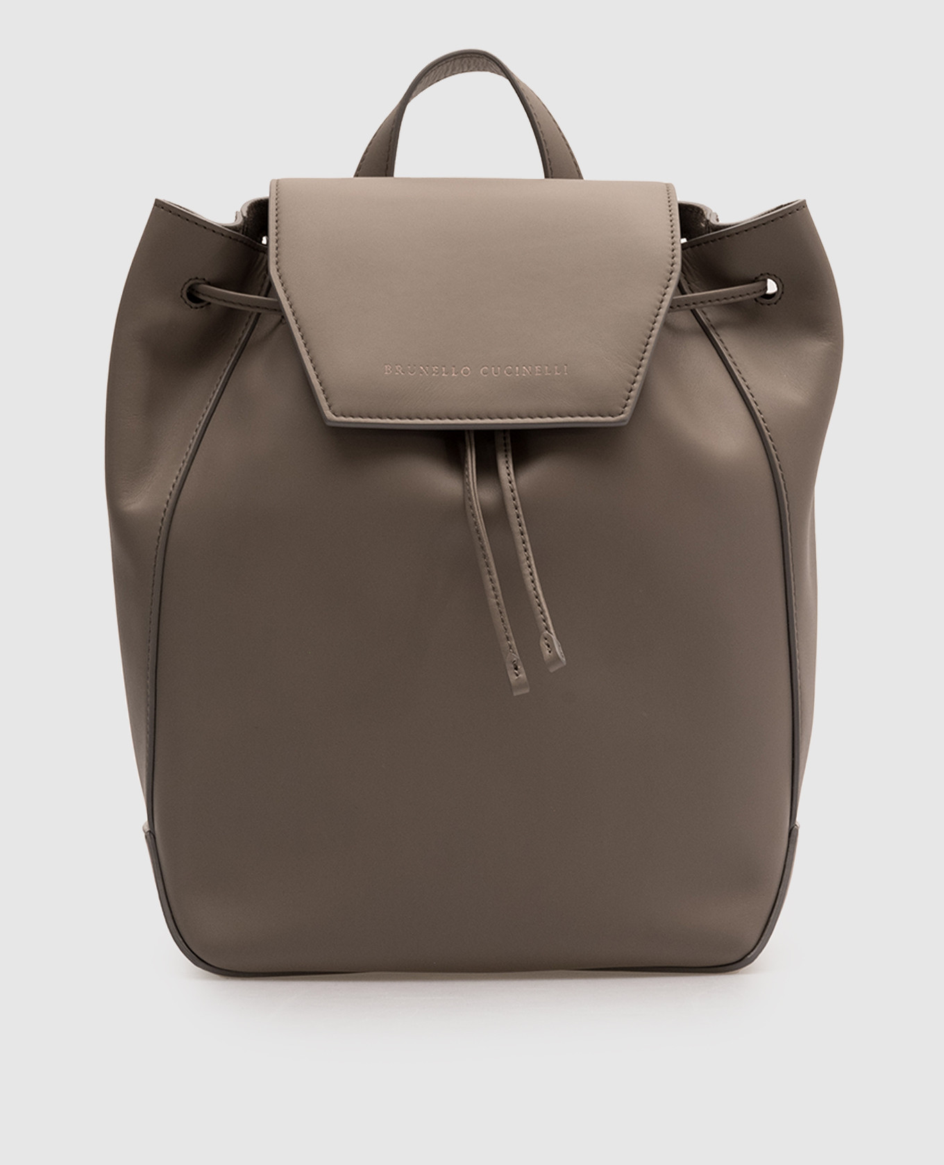 Gray leather backpack with logo Brunello Cucinelli, Grey 
Gray leather backpack with logo Brunello Cucinelli, Grey