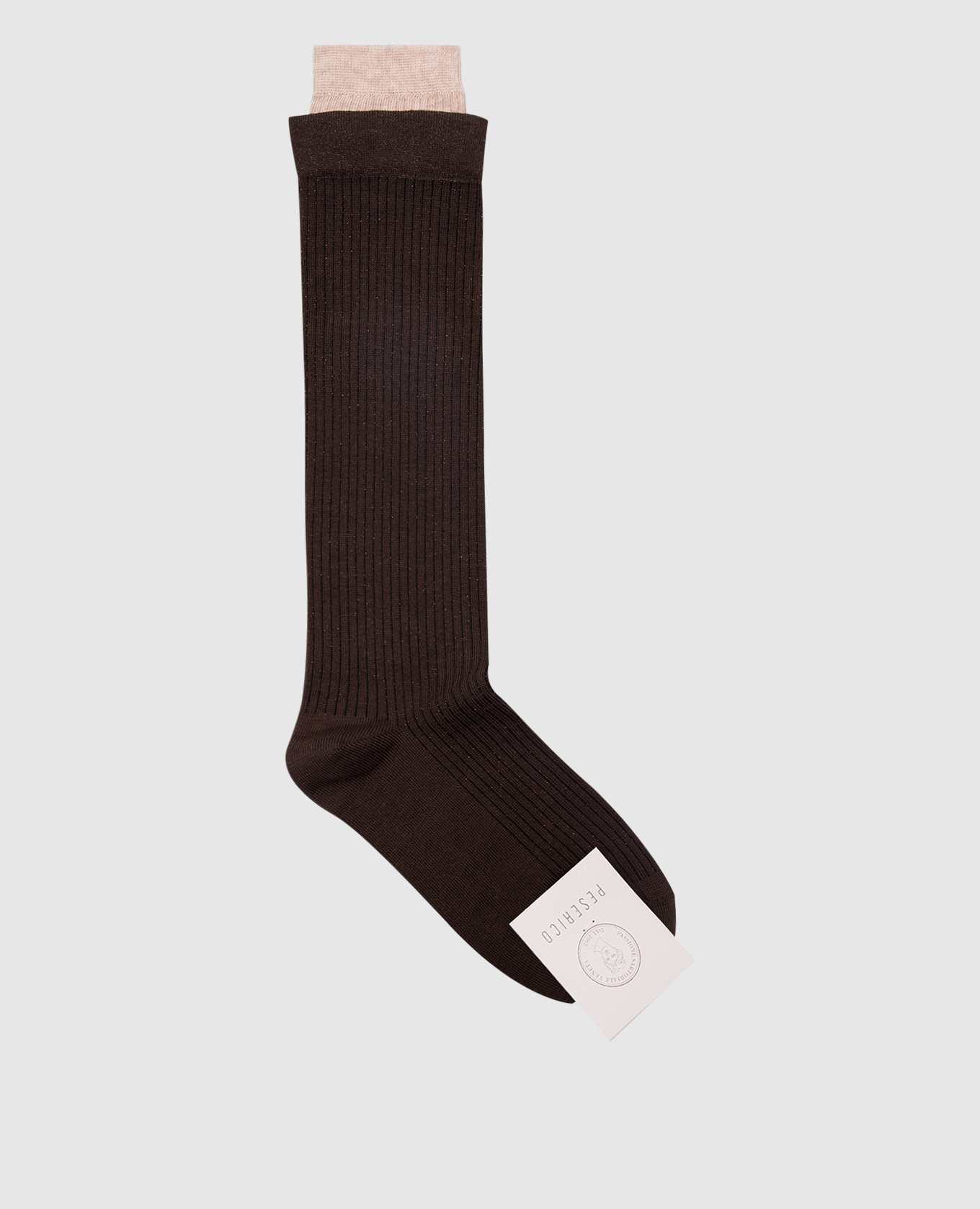 Brown ribbed knee-highs with lurex Peserico
Brown ribbed knee-highs with lurex Peserico