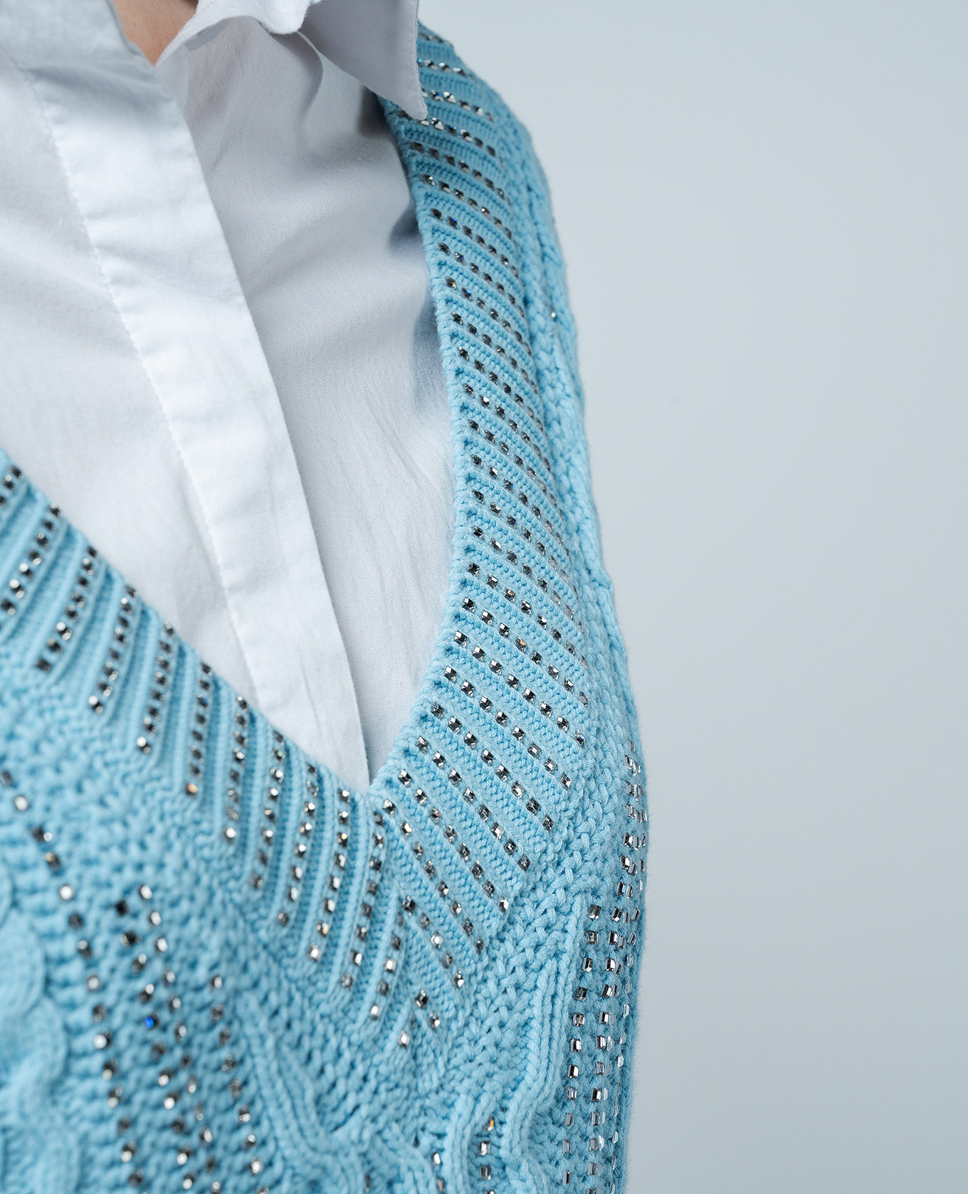 Blue pullover with a textured pattern with crystals Ermanno Scervino 5