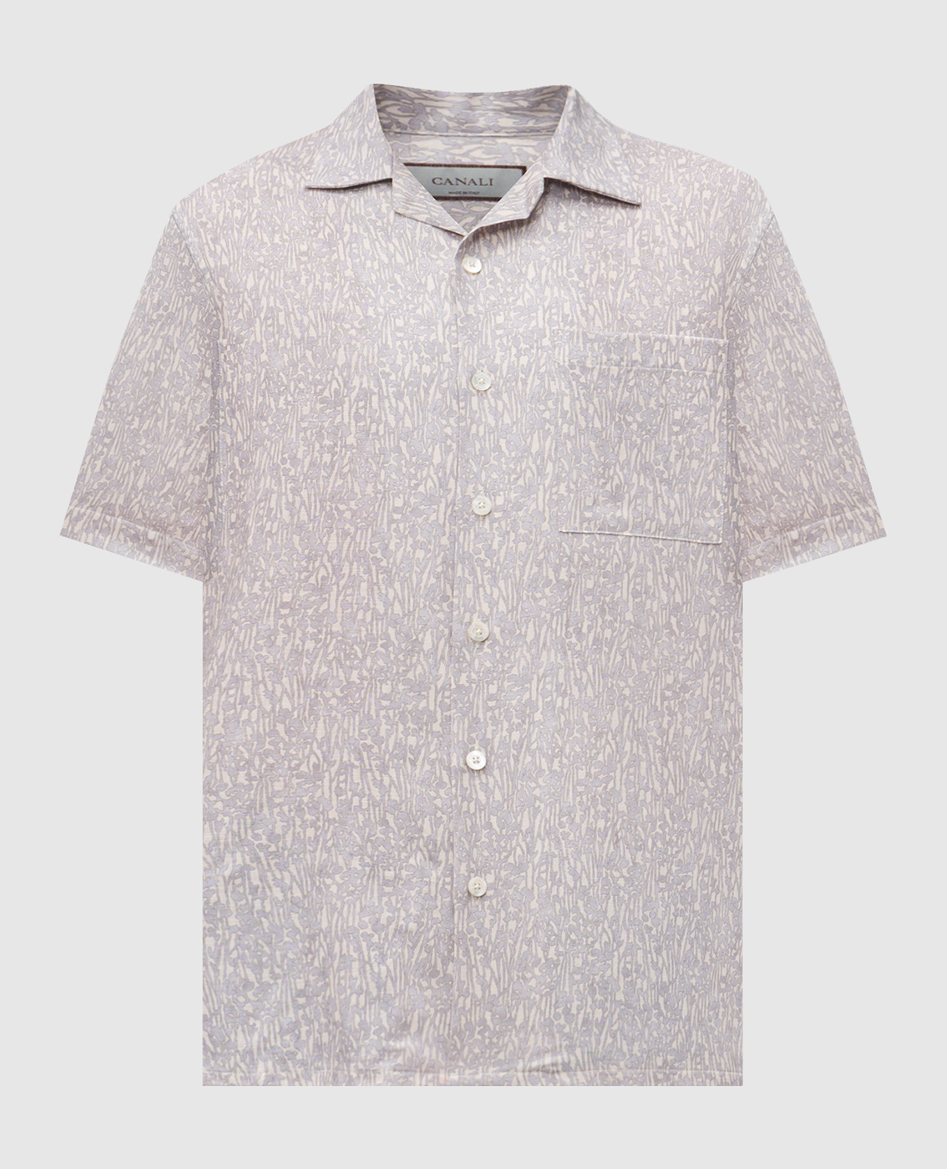

Blue floral print linen shirt Canali, Light blue