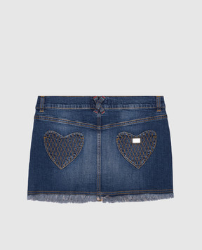 Philipp Plein Children's blue denim skirt with logo GDV00061216