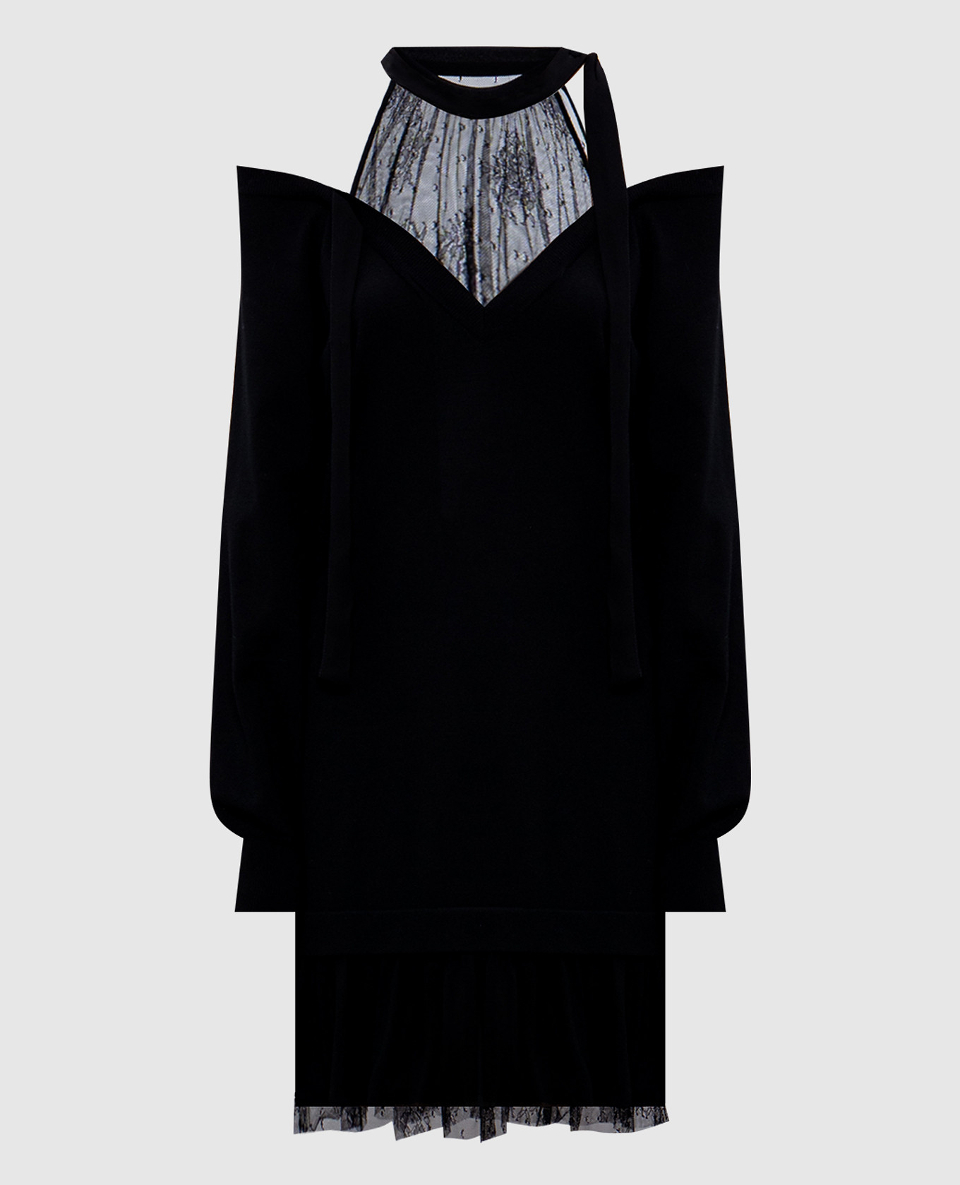 

Black dress with a frill with lace Twinset, Черный