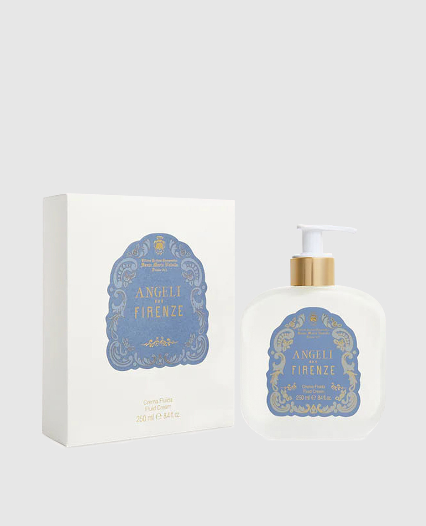 Angeli di firenze women's cream-fluid for the body in a glass container with a dispenser of 250 ml santa maria novella