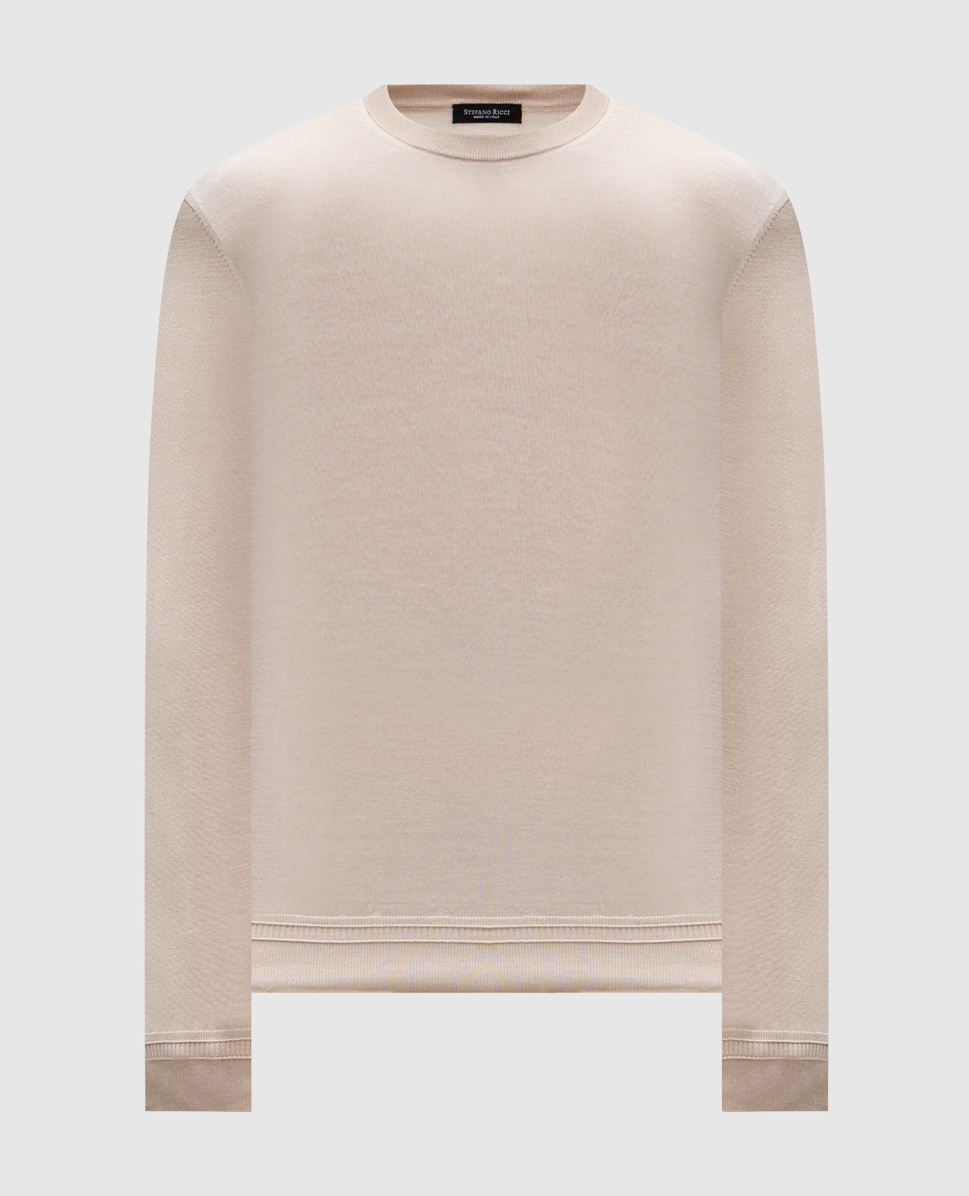 Beige silk jumper with logo monogram Stefano Ricci