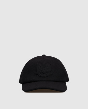 Moncler Black wool cap with monogram logo K20913B000360U571