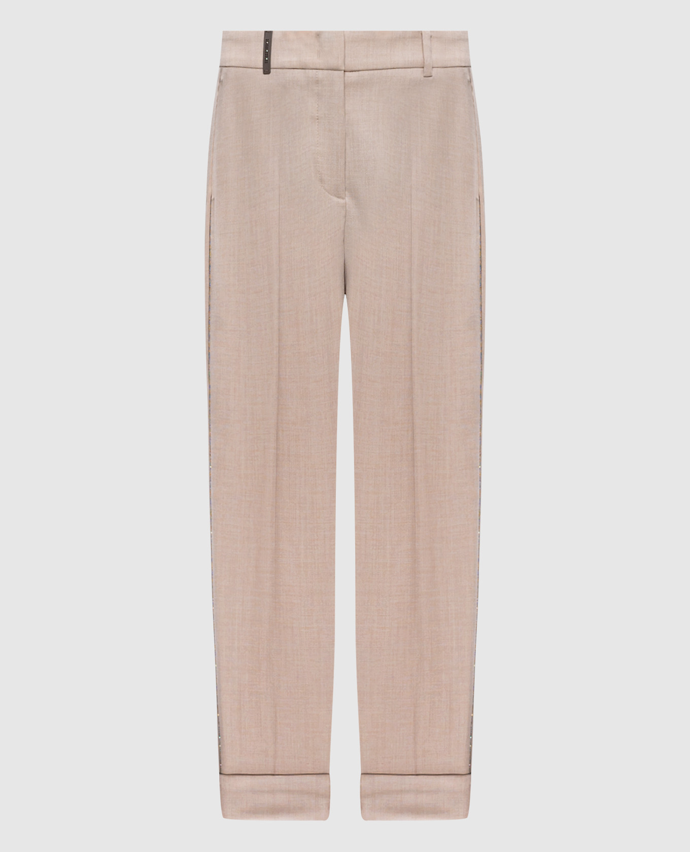 Beige wool trousers with a monil chain Peserico