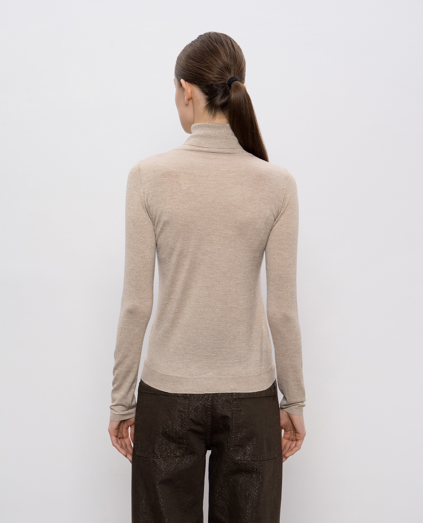 

Beige cashmere and silk lurex turtleneck Brunello Cucinelli