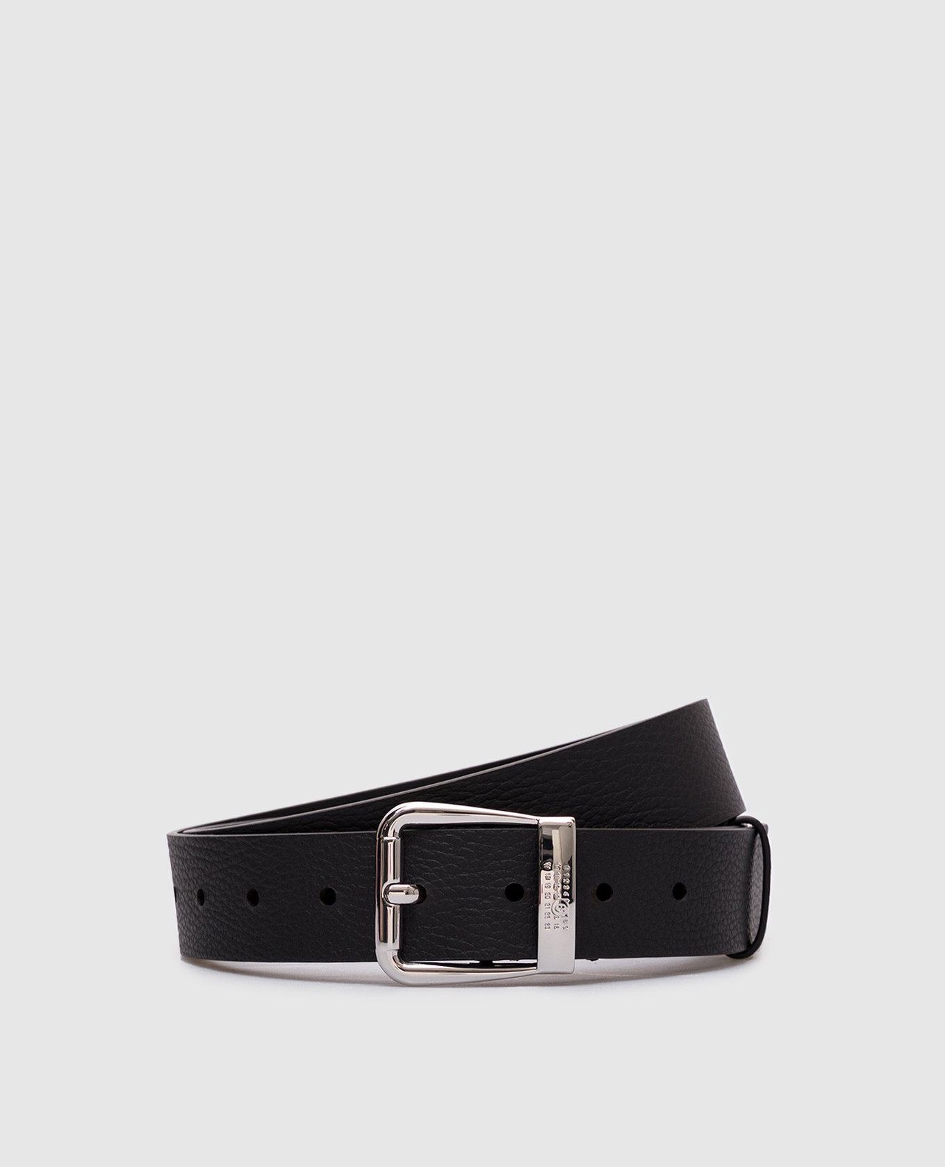 Black leather belt with logo Maison Margiela MM6