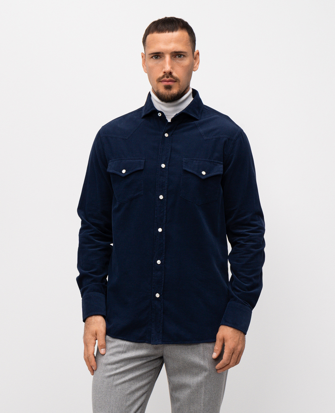 Blue corduroy shirt Brunello Cucinelli 3