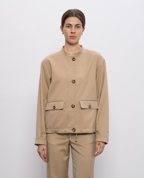 Enrico Mandelli Beige wool jacket with logo 1D603A4531