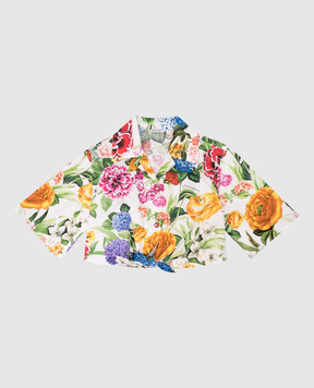 Dolce&Gabbana Children's cropped blouse in floral print with logo L55S69HS5S5812+