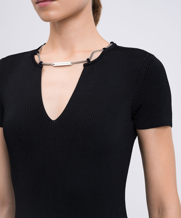 ワンピース Alexander Wang DRESS (1KC3256063 001) Alexander Wang - Black ribbed mini dress with chain