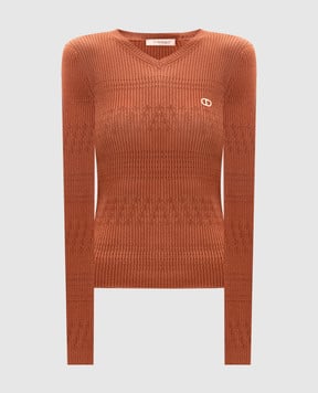 Twinset Brown ribbed pullover 252TP3241
