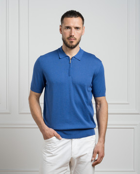 Cashmere&Whiskey Blue polo shirt with silk FS05
