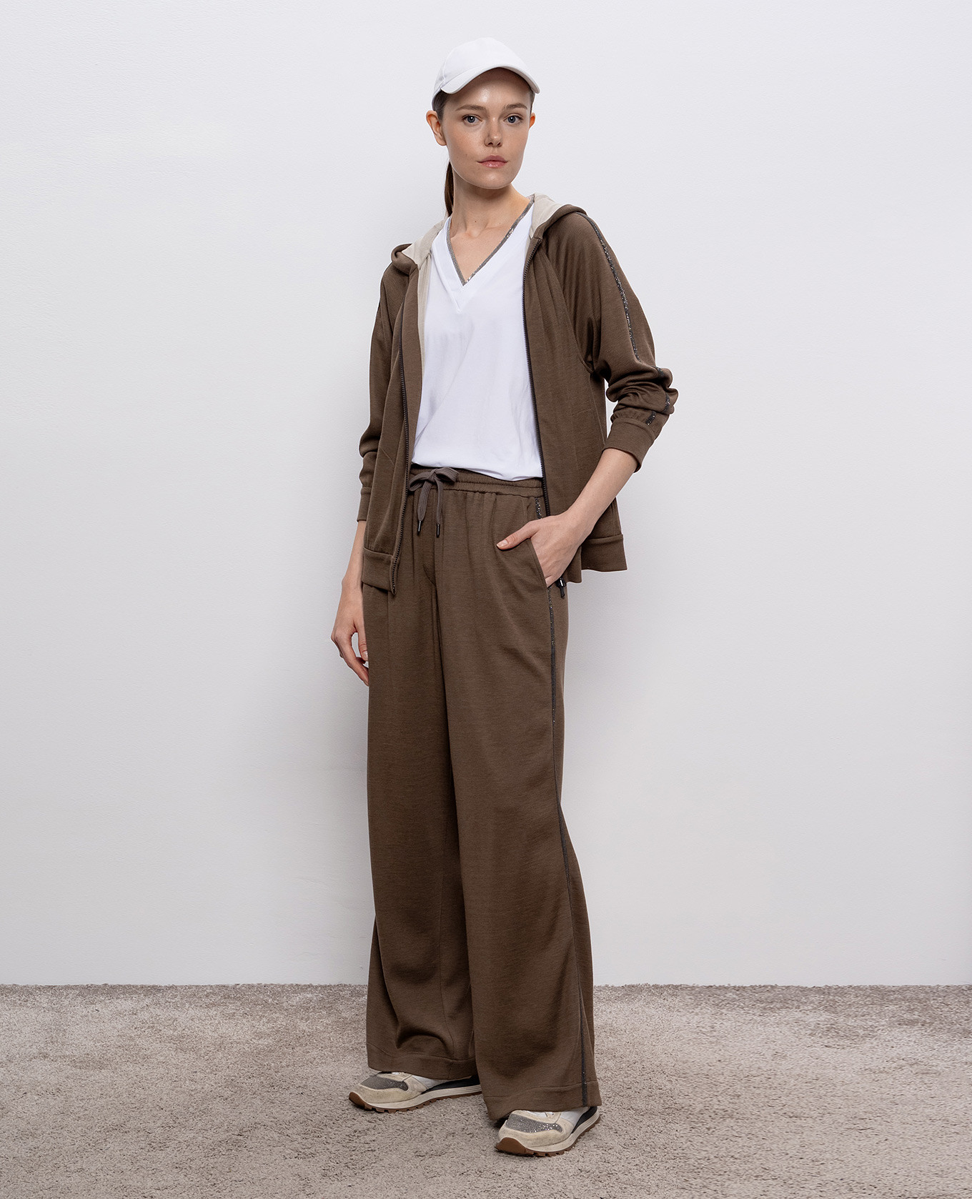 

Brown Monil Chain-Lace Silk Sports Jacket Brunello Cucinelli