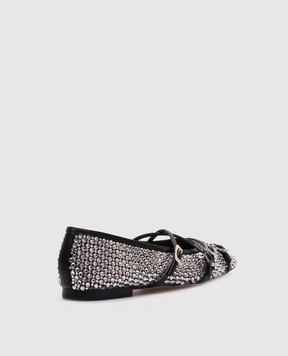 Mach&Mach Black ballet flats with crystals S092710NET