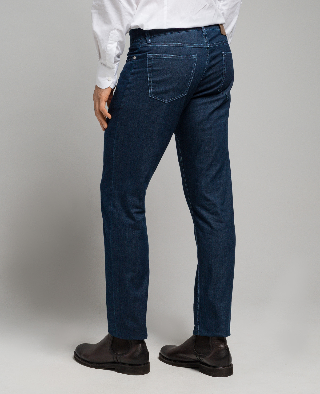 Blue jeans with logo patch Enrico Mandelli 4