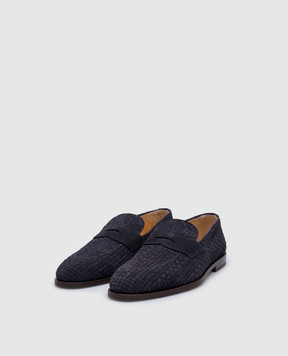 Brunello Cucinelli Blue suede braided loafers MZUIHCB799