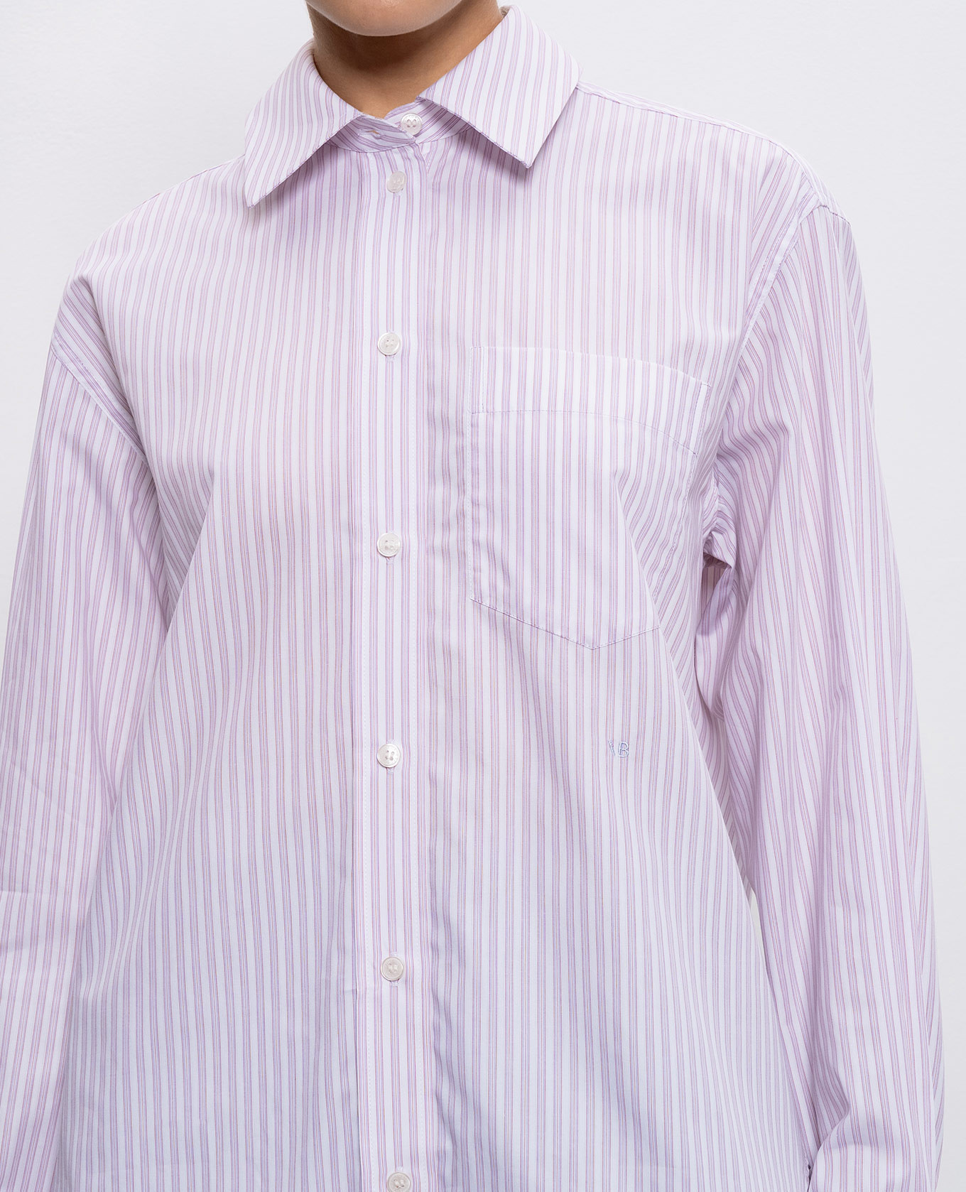 

Striped shirt with embroidered monogram logo Victoria Beckham, Pink