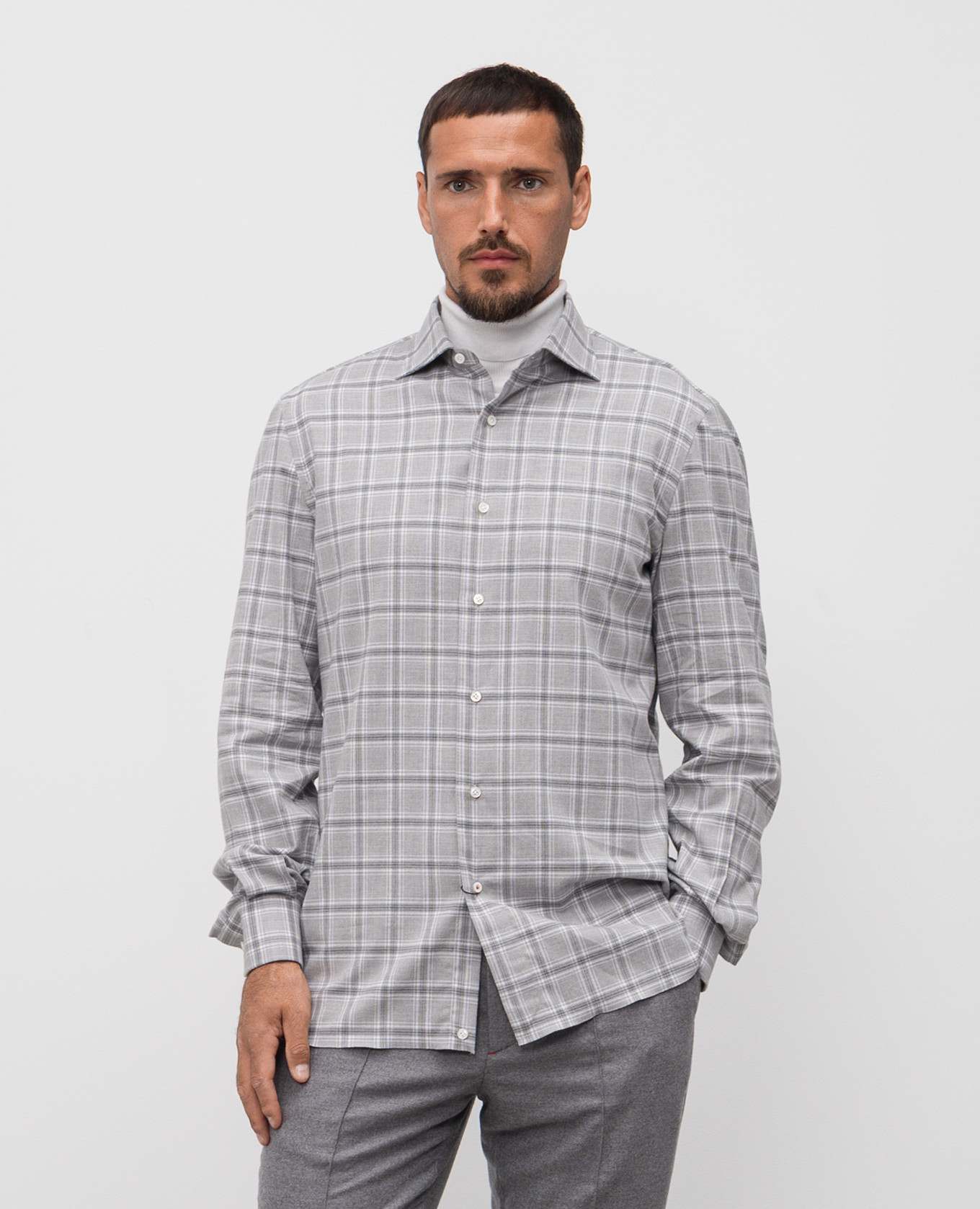 

Gray checkered shirt ISAIA, Grey