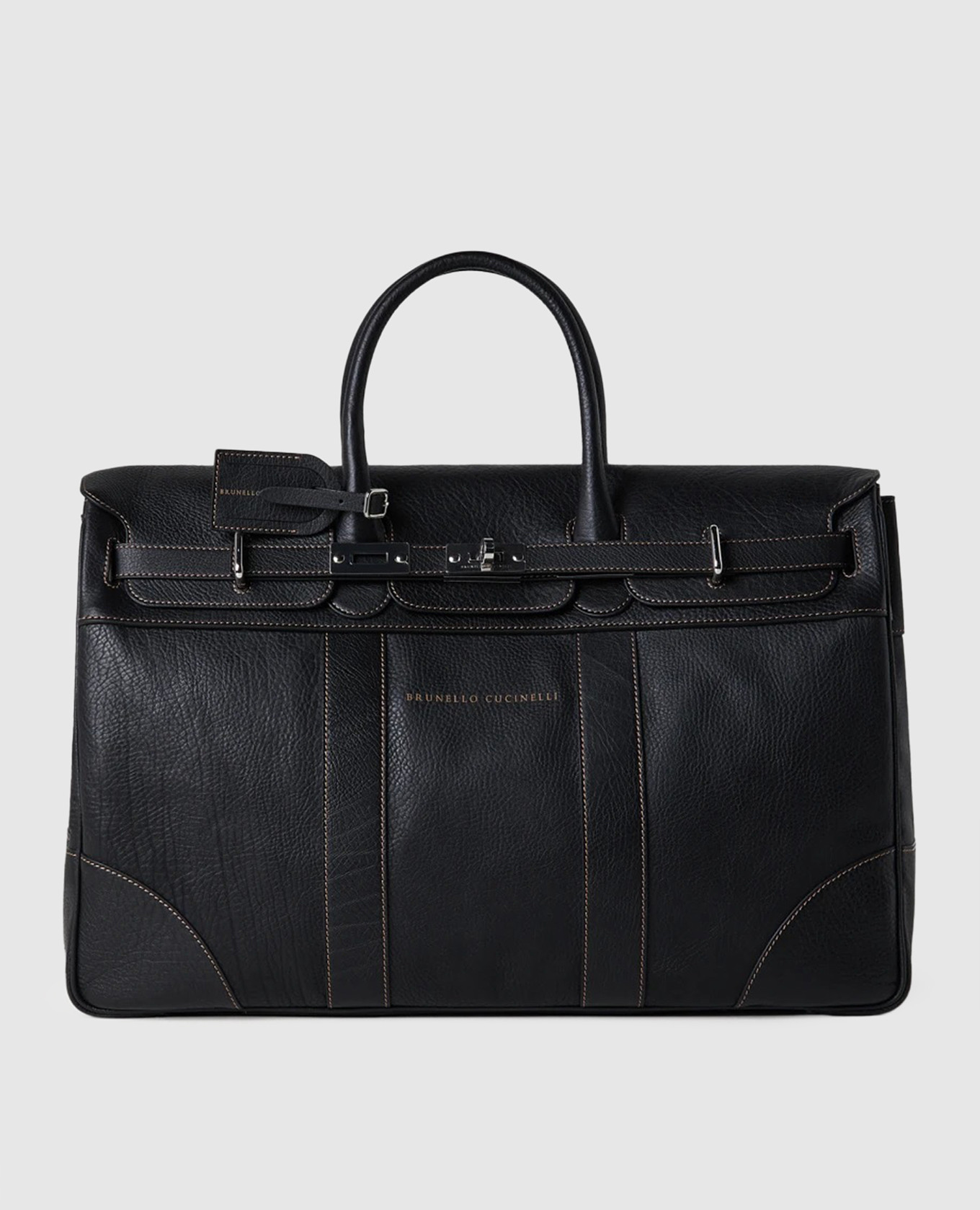 

Black leather Country travel bag with logo Brunello Cucinelli