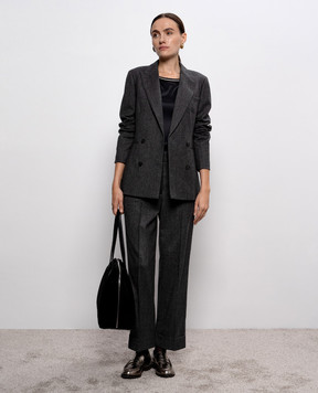 Peserico Grey wool trousers with lapels P0471002581