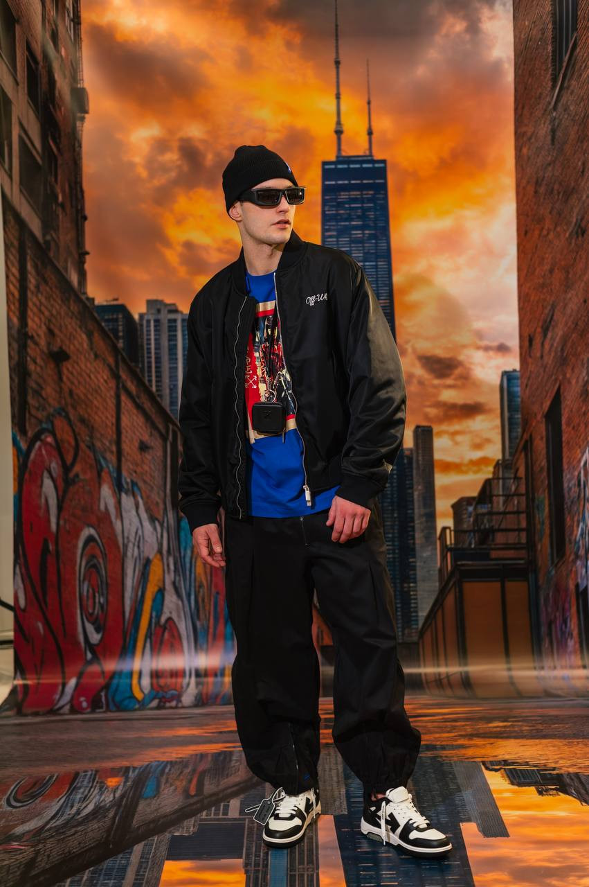 

Black bomber jacket with logo embroidery Off-White