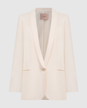 Twinset Beige linen jacket with logo 241TT2101