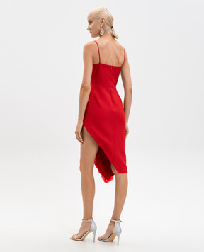 David Koma Red wool dress with asymmetric cut and sequins PF25DK45D
