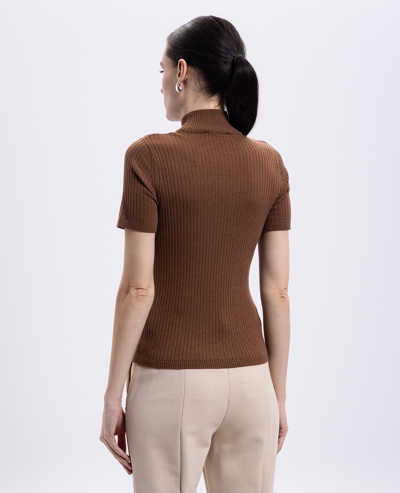 

JANGY brown ribbed silk and wool top Max Mara