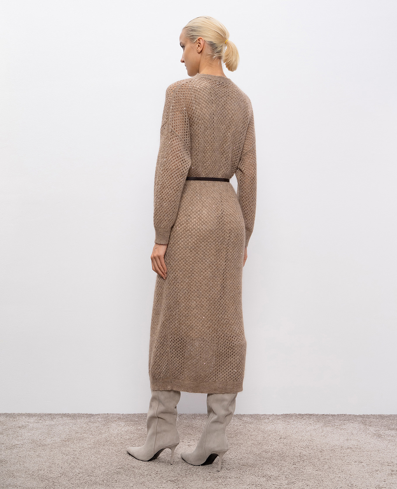 

Brown openwork dress with wool Brunello Cucinelli
