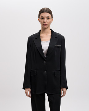 Peserico Black jacket with monil chain E01100U04270