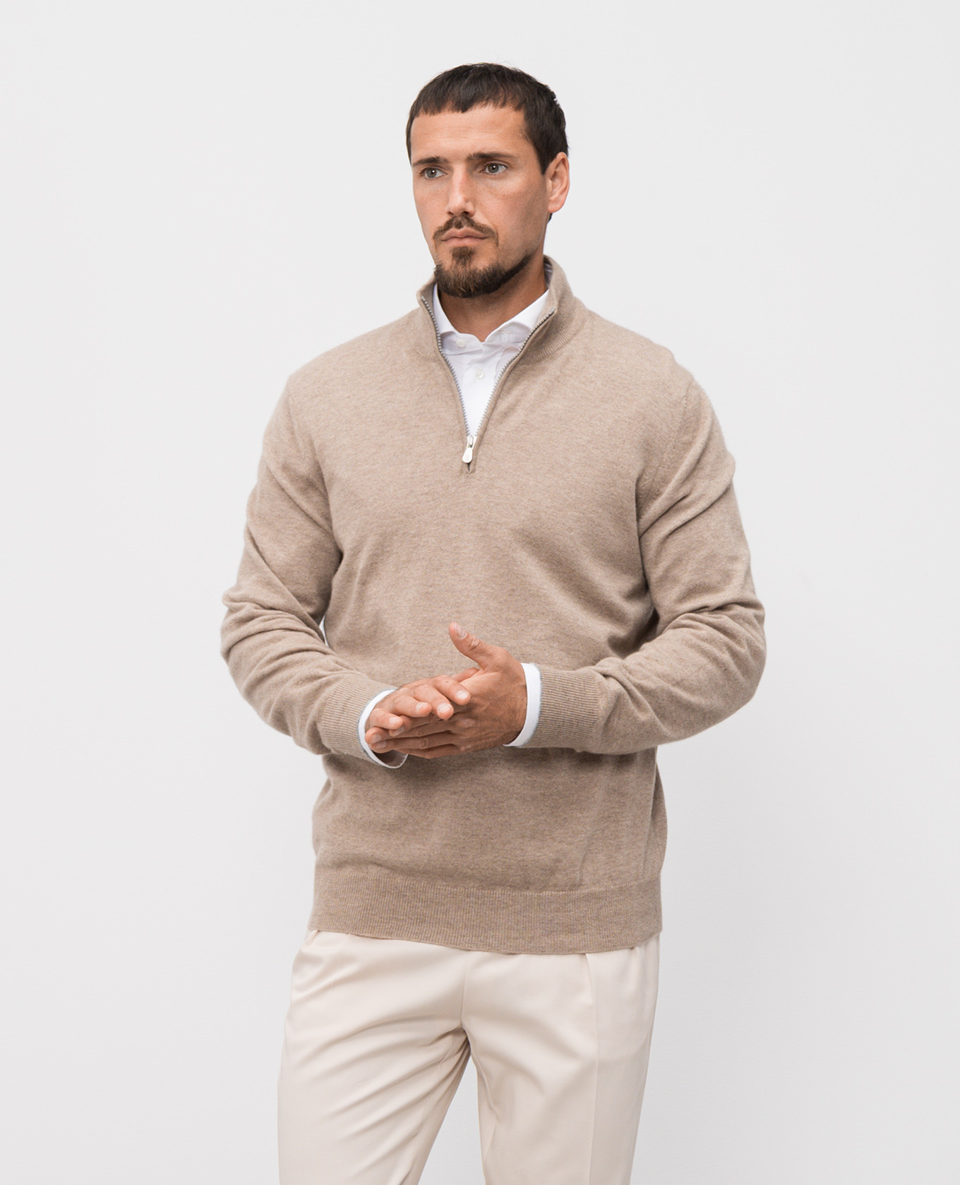 

Beige melange cashmere jumper Brunello Cucinelli