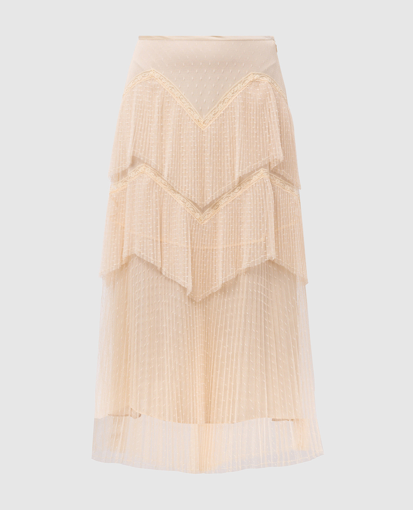 

Yellow mesh midi skirt with ruffles Twinset