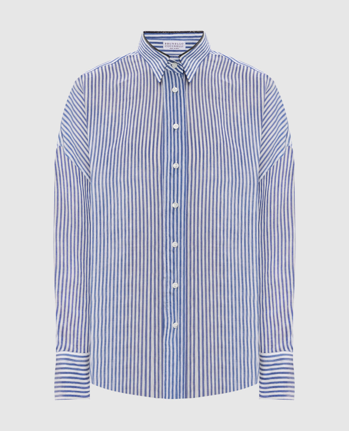 

Blue striped linen and silk shirt Brunello Cucinelli