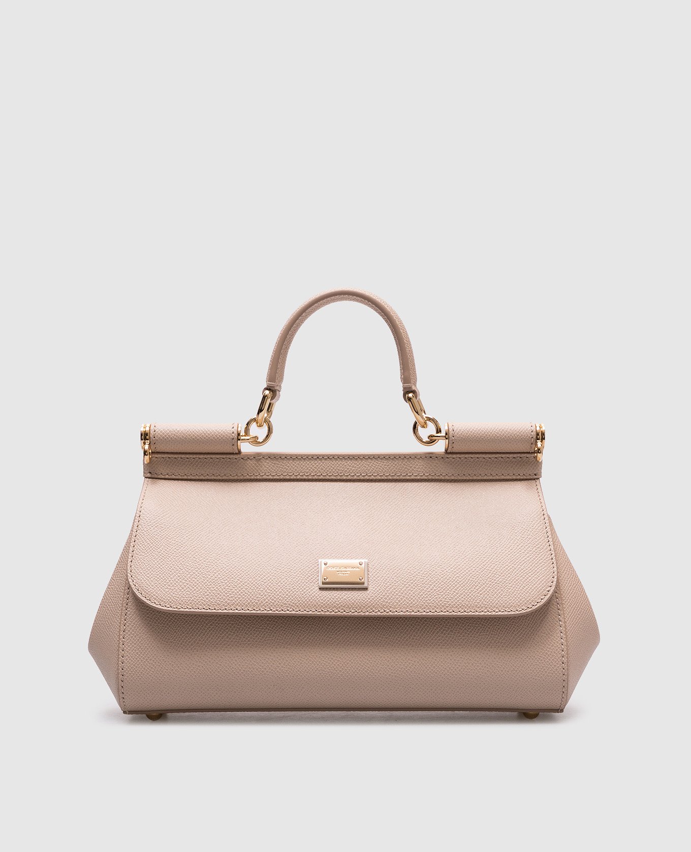 

Beige leather bag Sicily with logo Dolce&Gabbana, Black